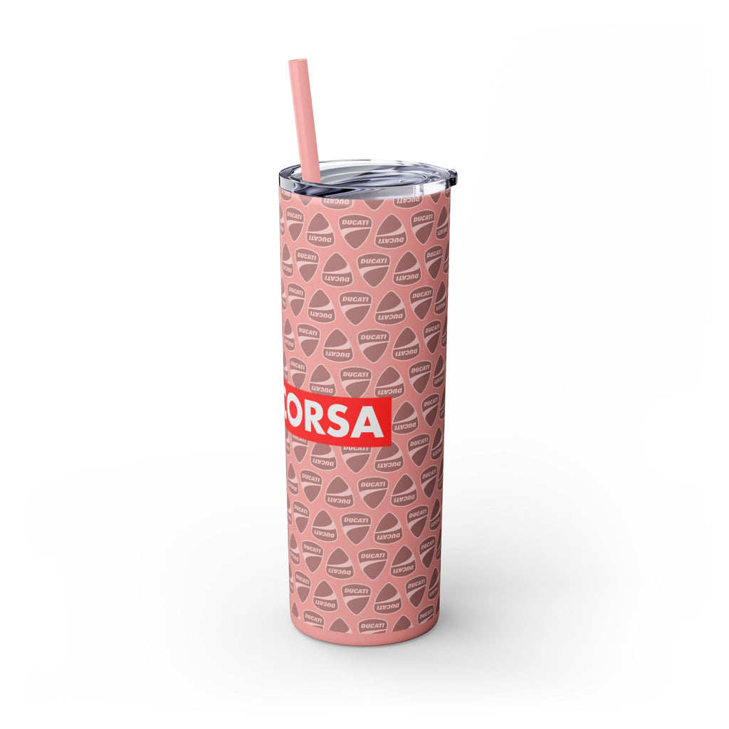 Skinny 20oz Tumbler with Straw — MotoCore Logo Pattern