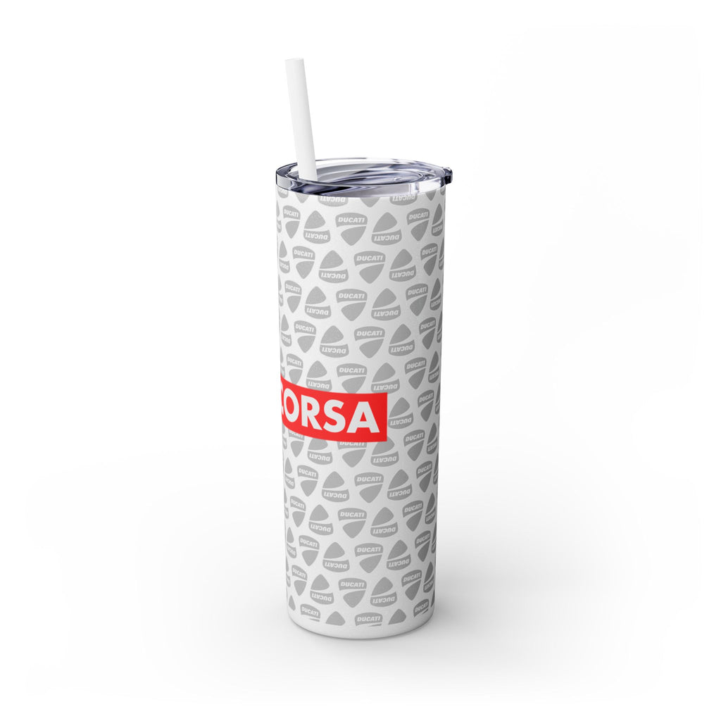Skinny 20oz Tumbler with Straw — MotoCore Logo Pattern
