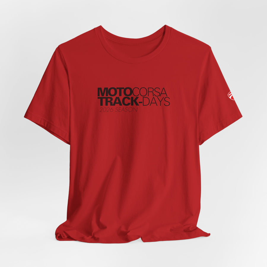 2026 MotoCorsa Track Days Tee — Black Lettering