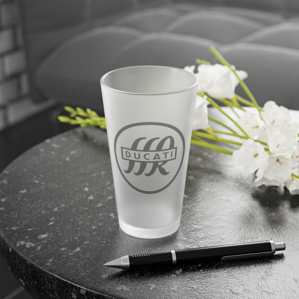 Ducati Vintage Logo Pint Glass — 16oz Frosted Glass