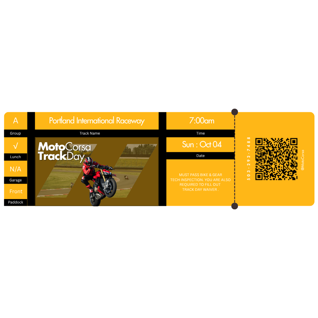 Track Day : Oct 04 2026  : Portland International Raceway