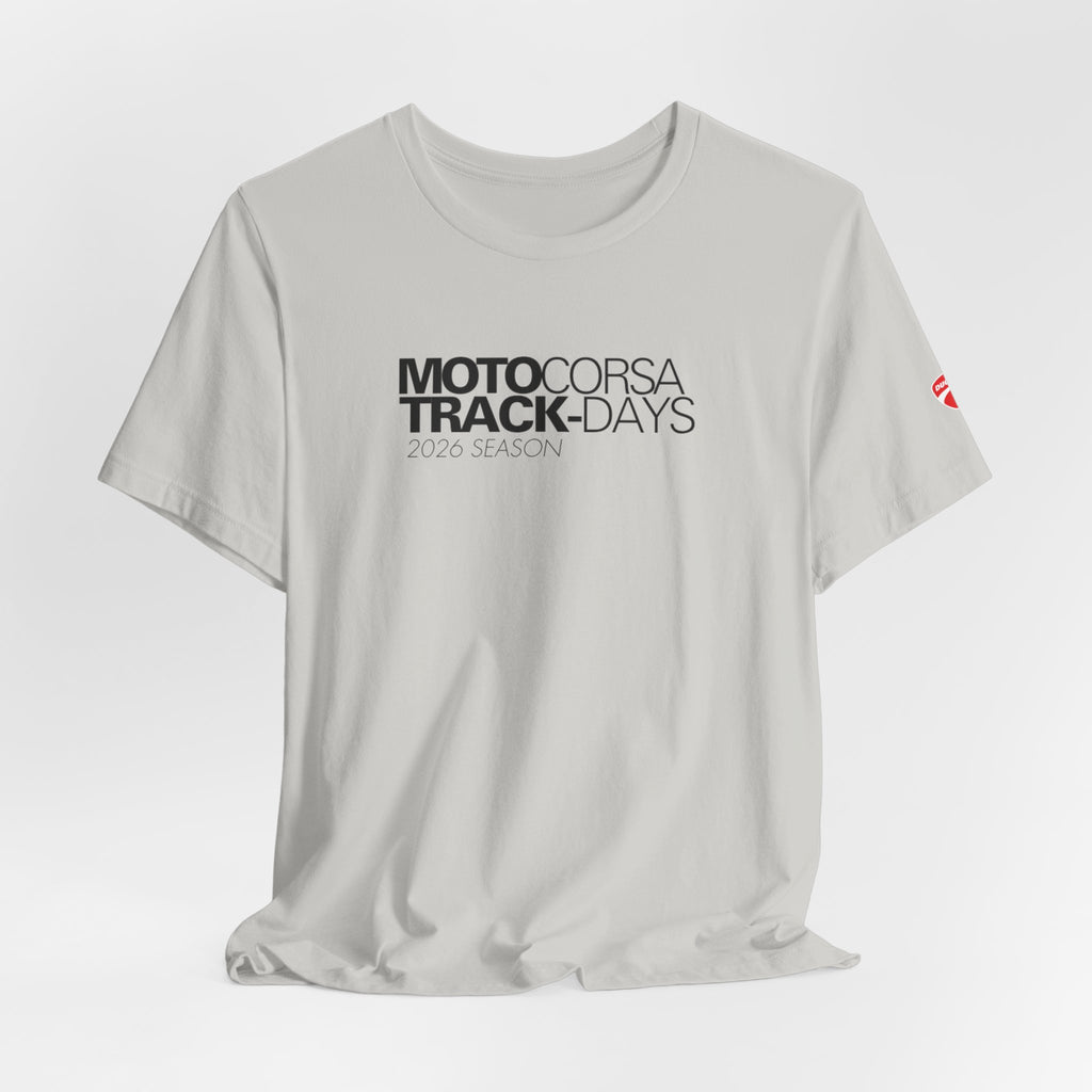 2026 MotoCorsa Track Days Tee — Black Lettering
