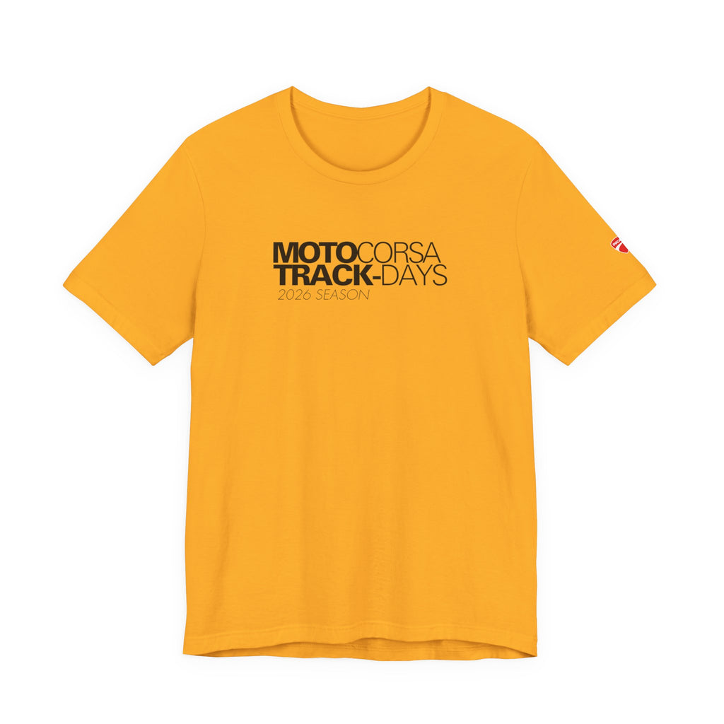 2026 MotoCorsa Track Days Tee — Black Lettering