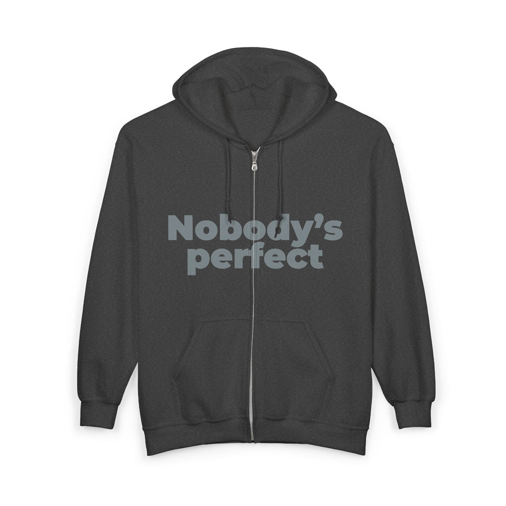 Full-Zip Hoodie “Nobody’s Perfect” — Vintage Style Zip-Up Sweatshirt