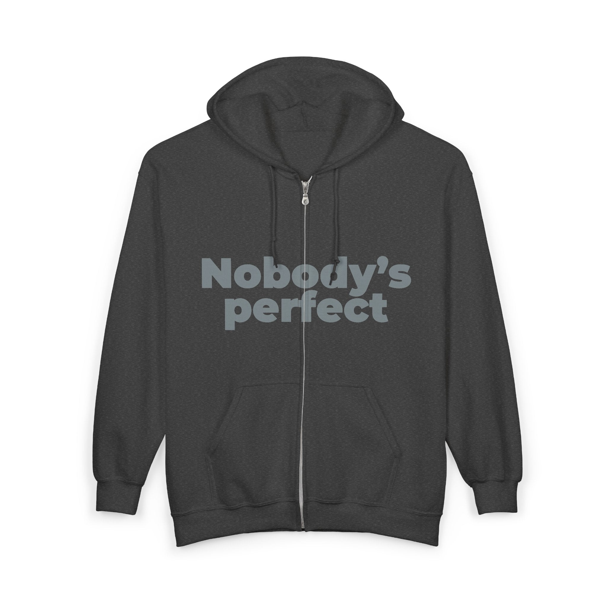 Full-Zip Hoodie “Nobody’s Perfect” — Vintage Style Zip-Up Sweatshirt