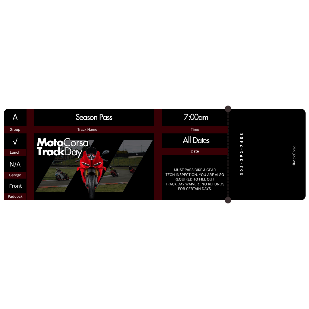 2026 SEASON PASS : MOTOCORSA TRACK DAY