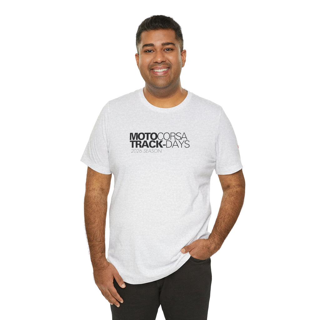 2026 MotoCorsa Track Days Tee — Black Lettering