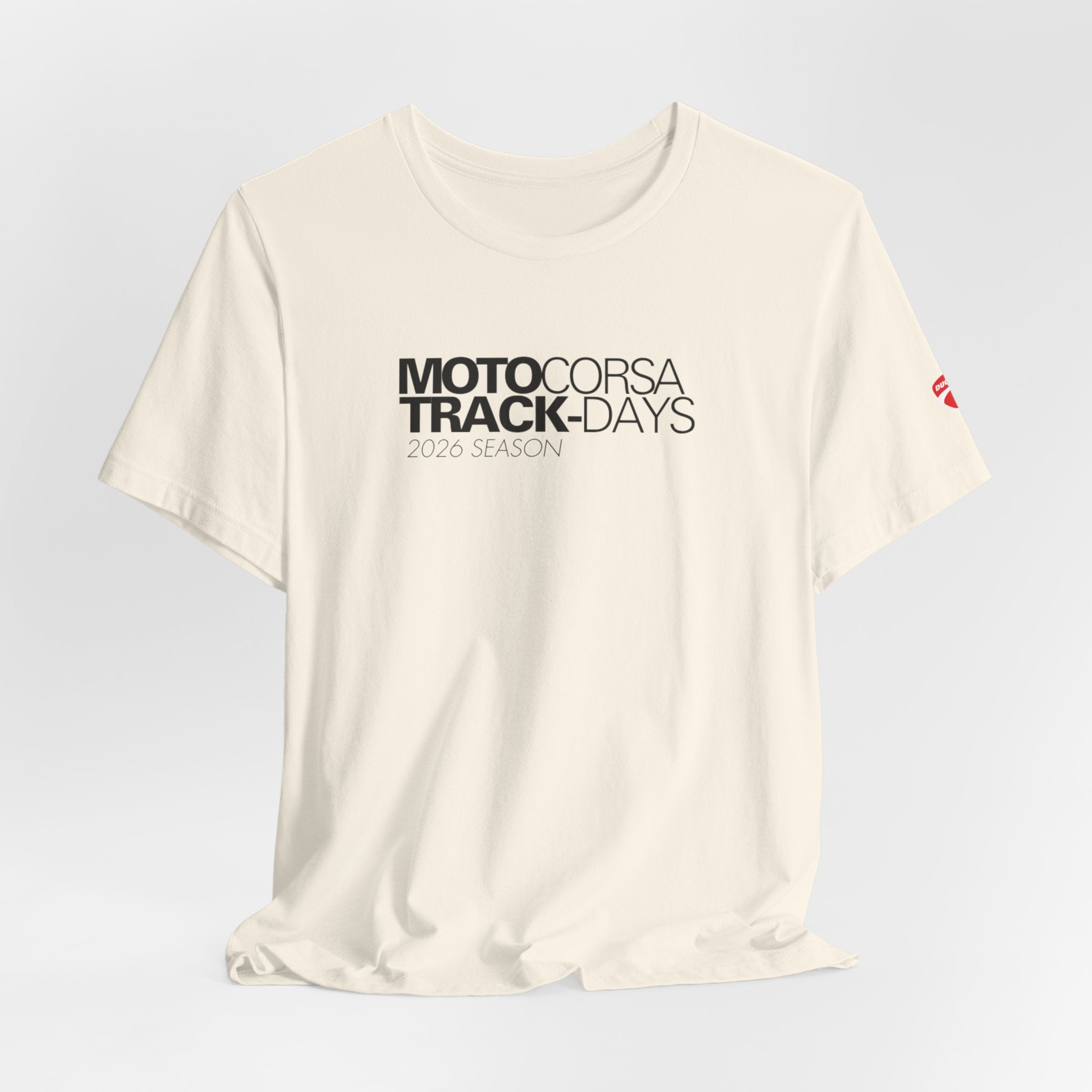 2026 MotoCorsa Track Days Tee — Black Lettering