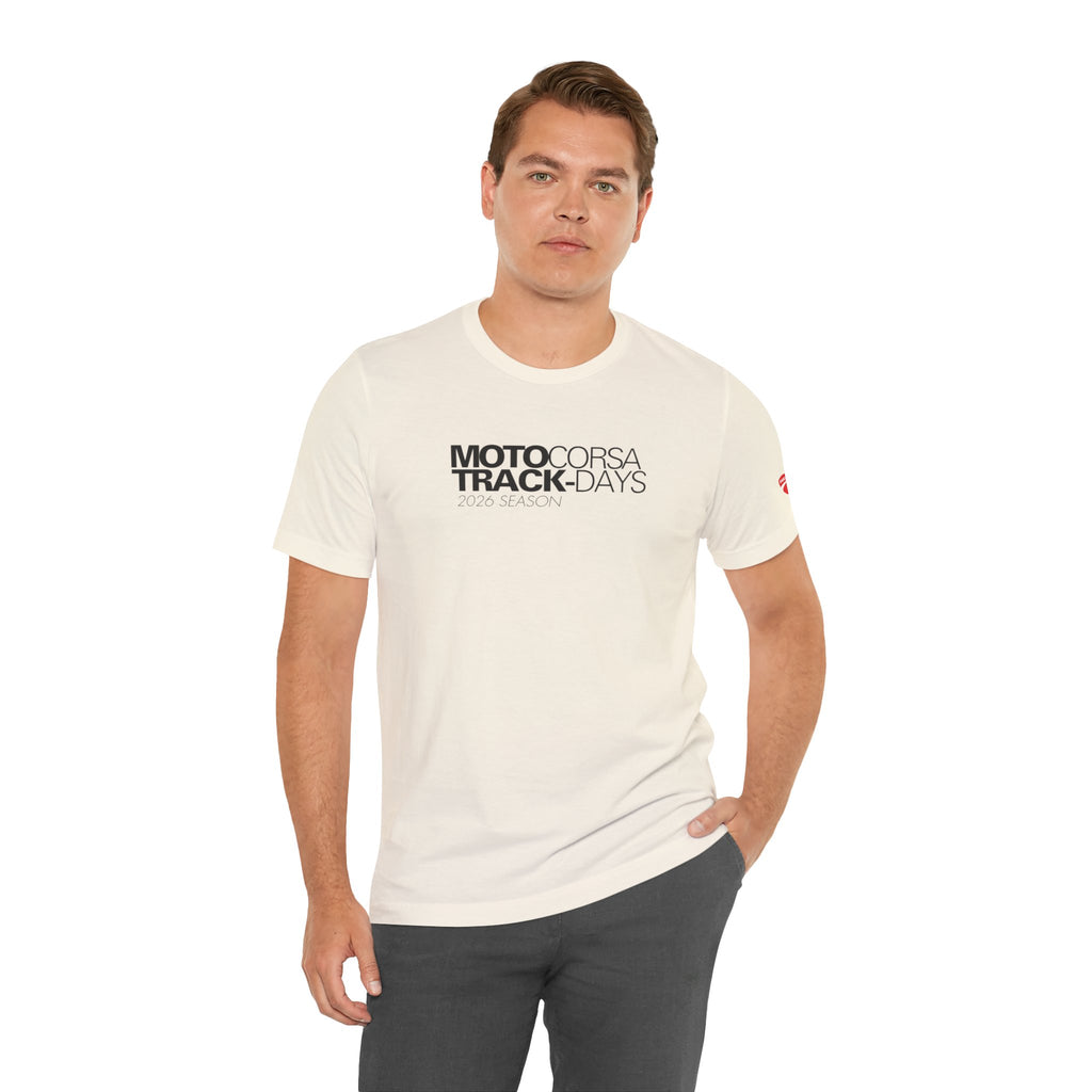 2026 MotoCorsa Track Days Tee — Black Lettering