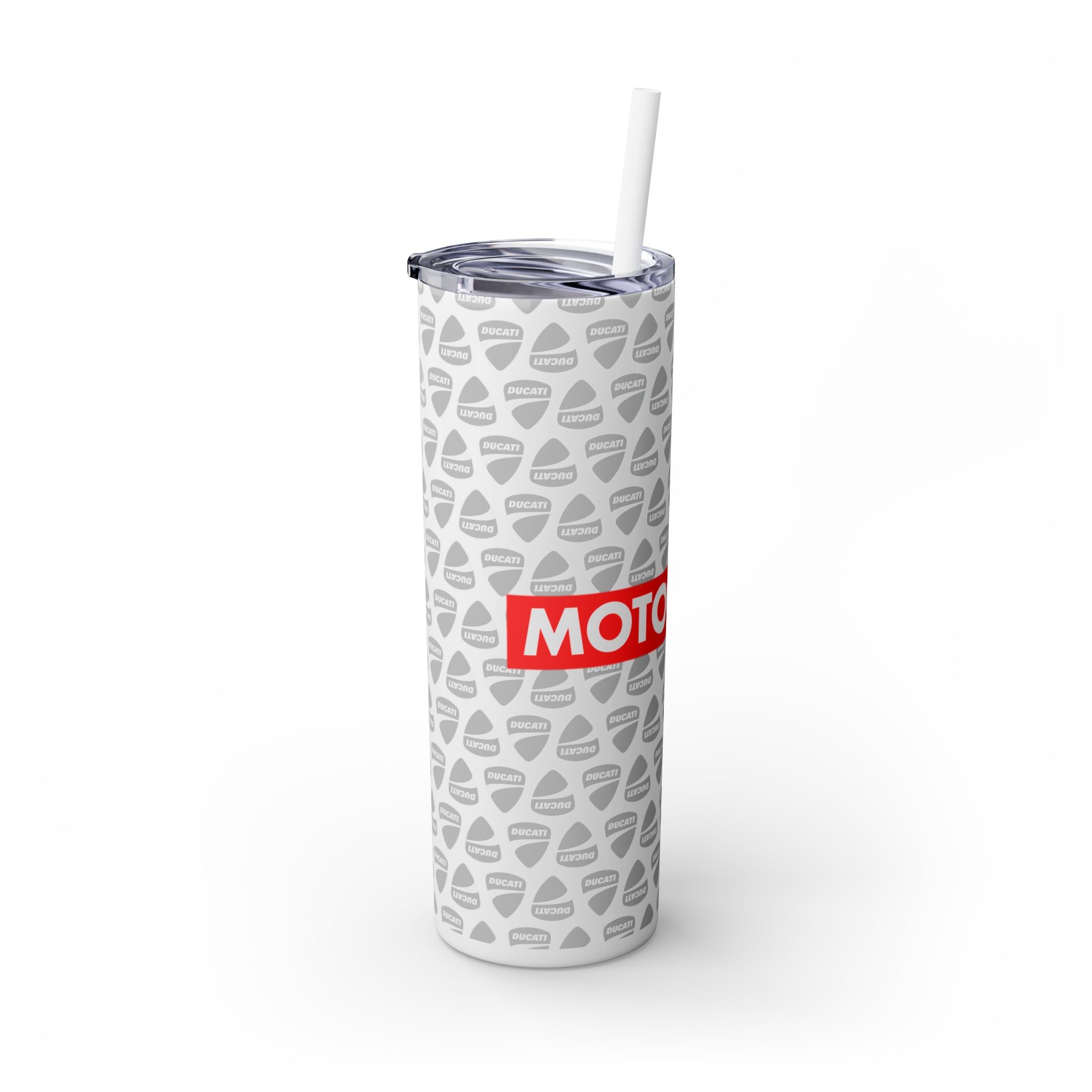 Skinny 20oz Tumbler with Straw — MotoCore Logo Pattern