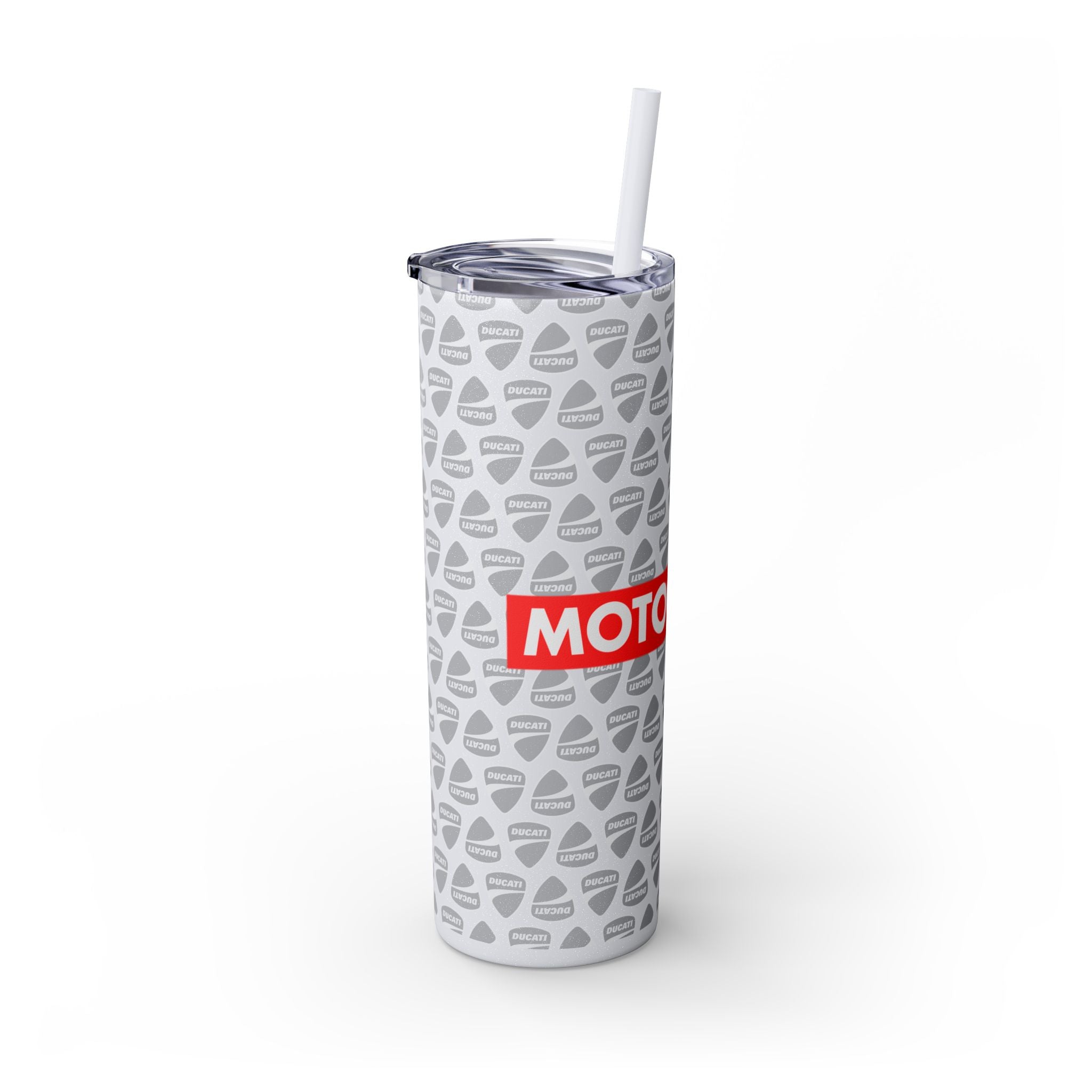 Skinny 20oz Tumbler with Straw — MotoCore Logo Pattern
