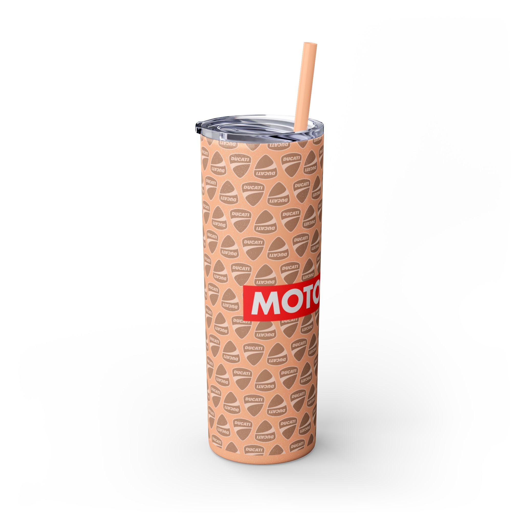 Skinny 20oz Tumbler with Straw — MotoCore Logo Pattern