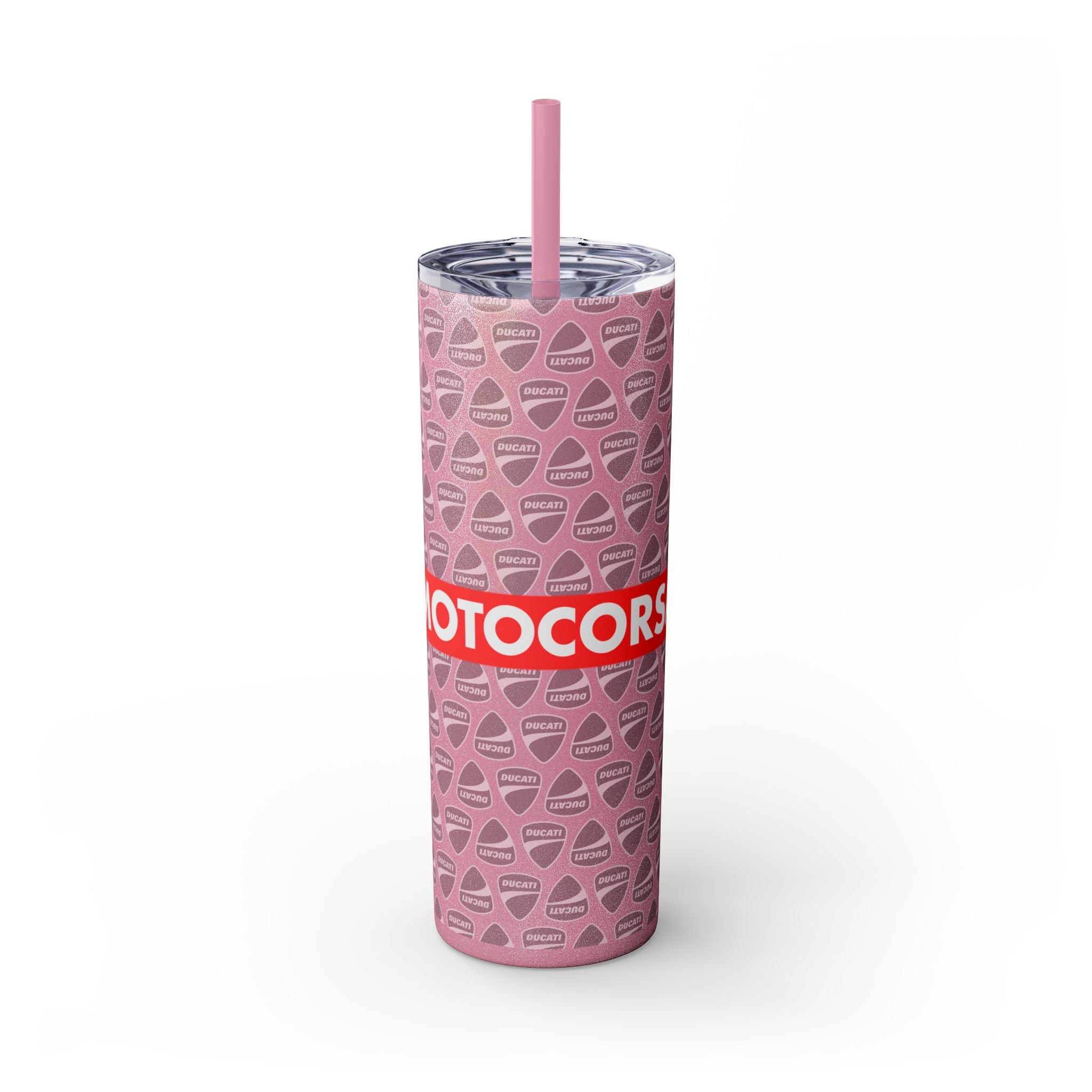 Skinny 20oz Tumbler with Straw — MotoCore Logo Pattern