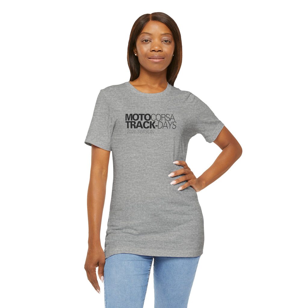 2026 MotoCorsa Track Days Tee — Black Lettering