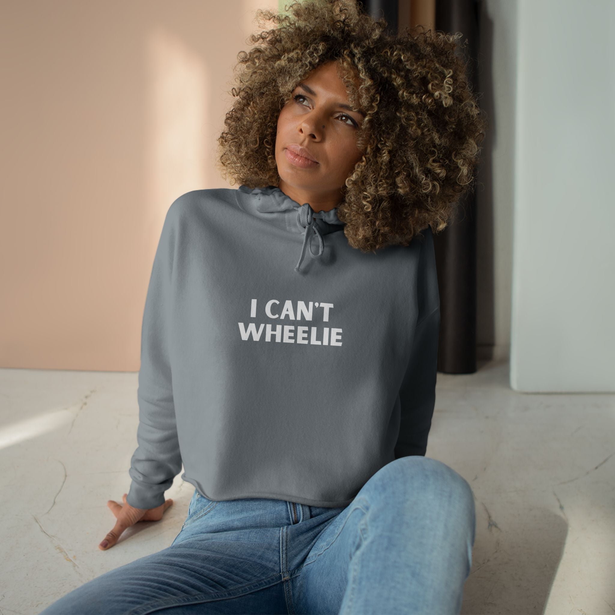 I CAN'T WHEELIE" - Crop Hoodie