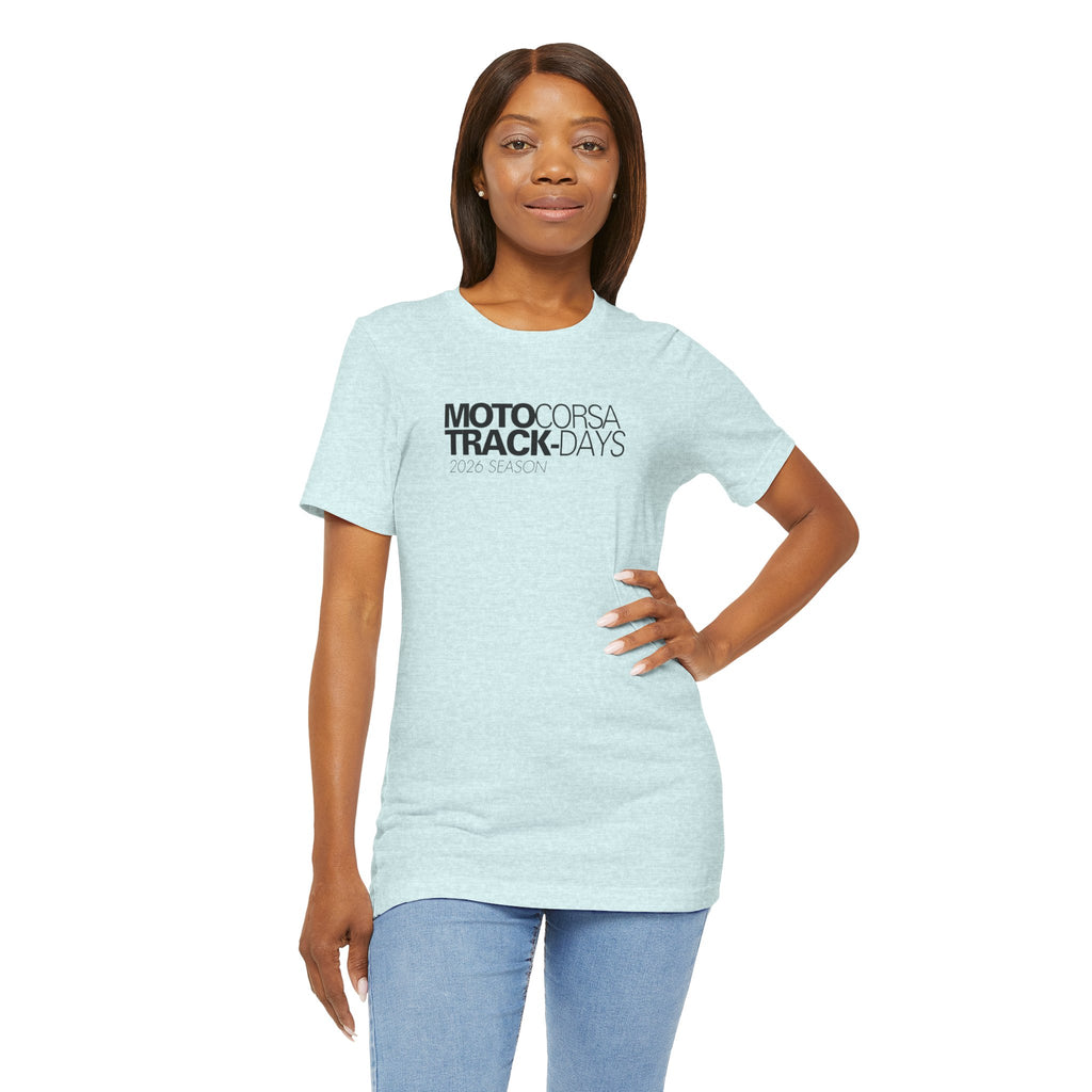2026 MotoCorsa Track Days Tee — Black Lettering