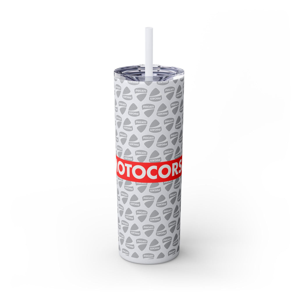 Skinny 20oz Tumbler with Straw — MotoCore Logo Pattern
