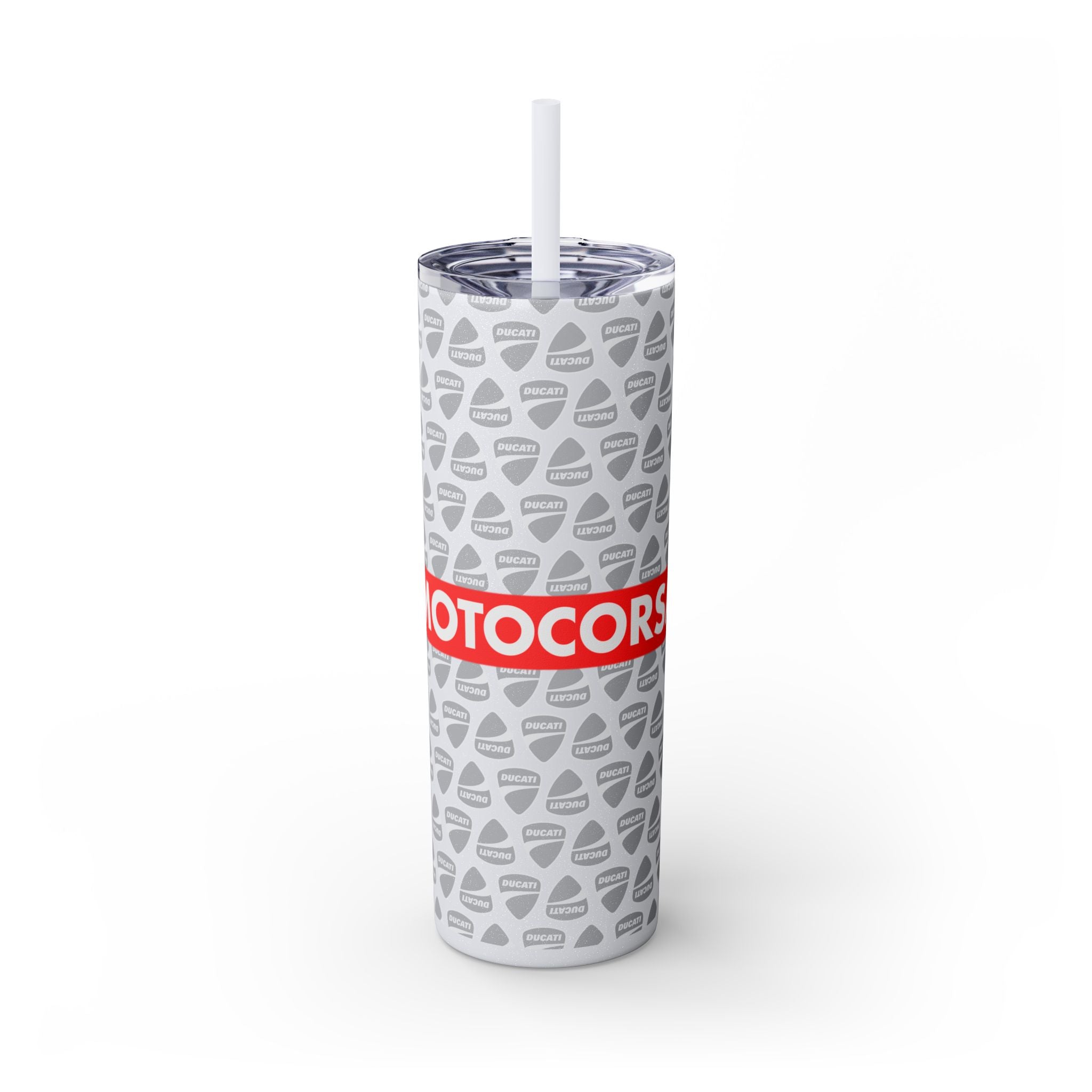 Skinny 20oz Tumbler with Straw — MotoCore Logo Pattern