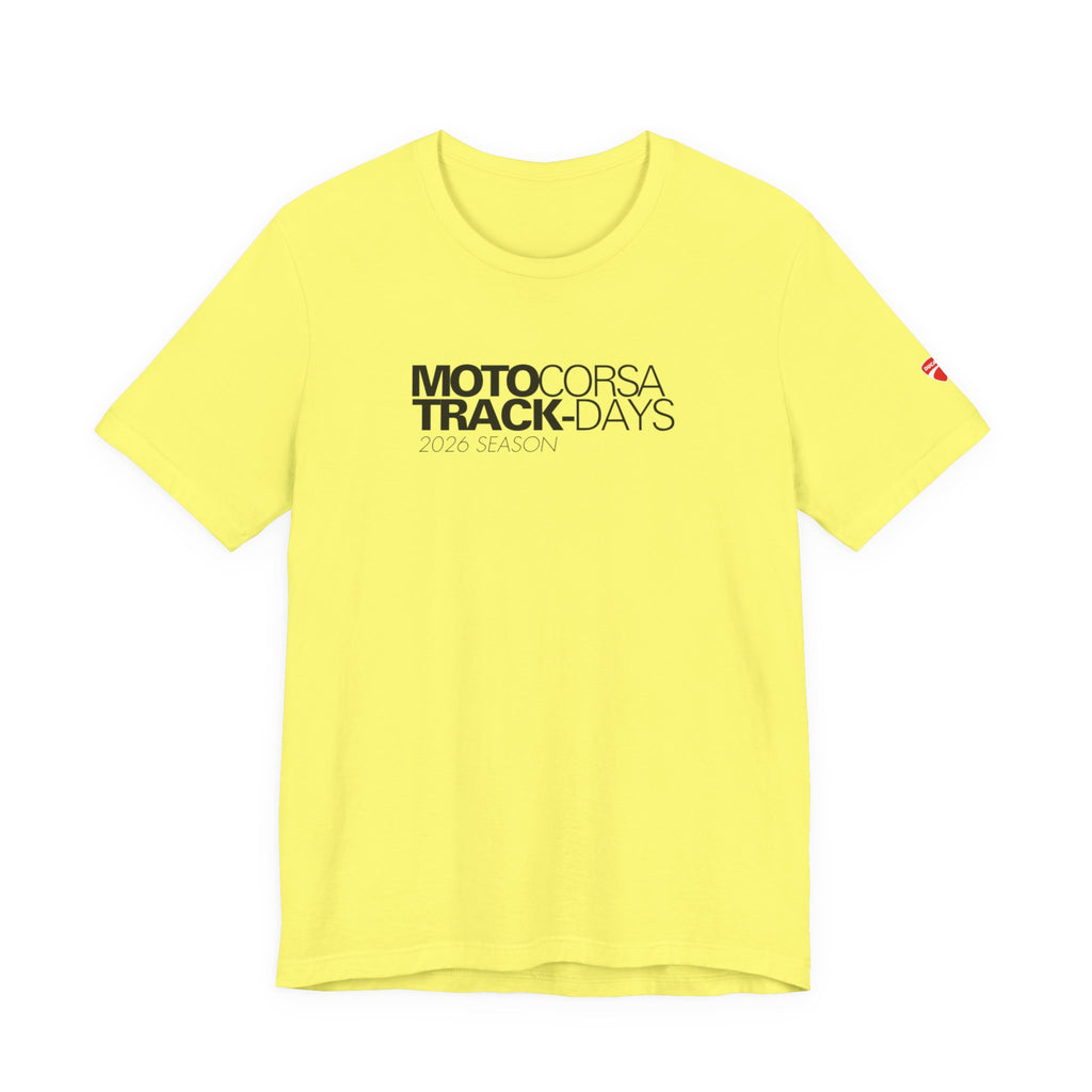 2026 MotoCorsa Track Days Tee — Black Lettering
