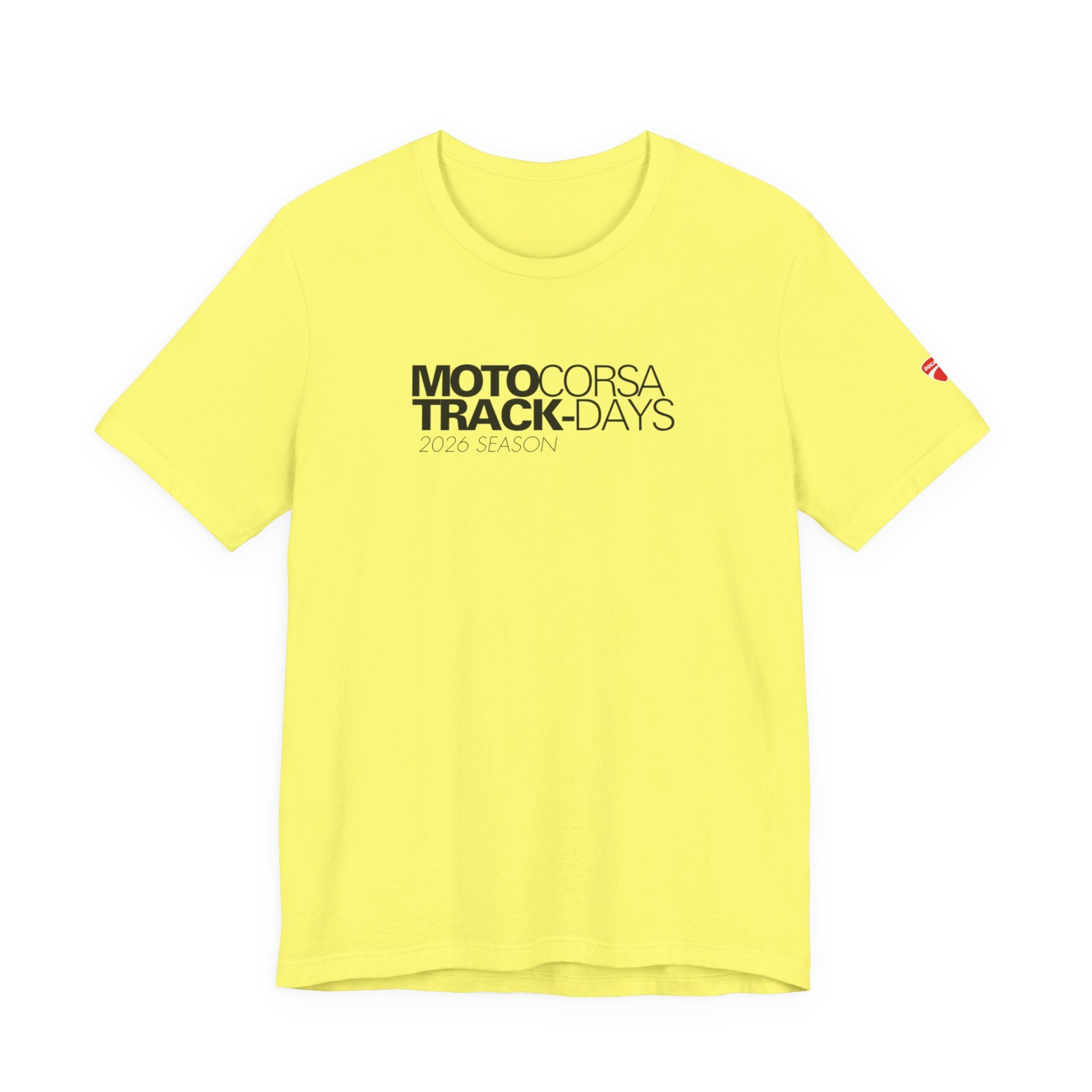 2026 MotoCorsa Track Days Tee — Black Lettering