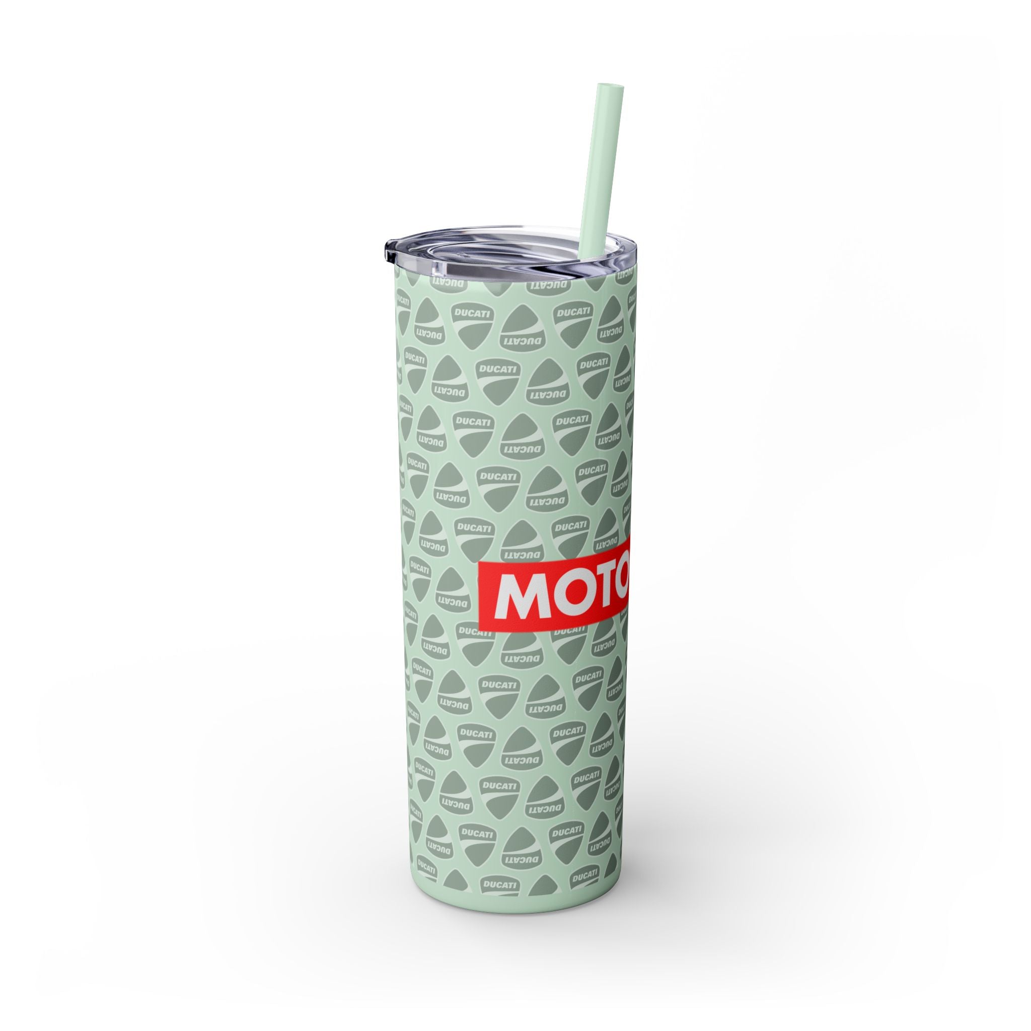 Skinny 20oz Tumbler with Straw — MotoCore Logo Pattern