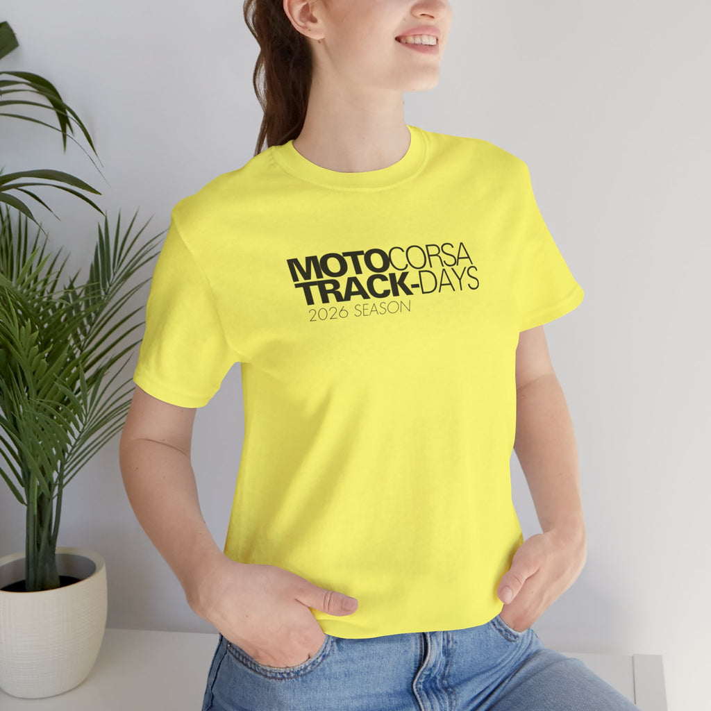 2026 MotoCorsa Track Days Tee — Black Lettering