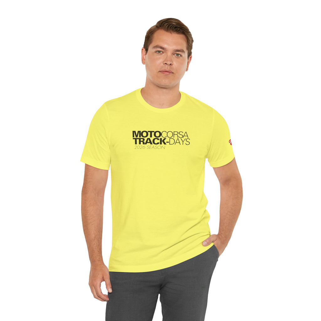 2026 MotoCorsa Track Days Tee — Black Lettering