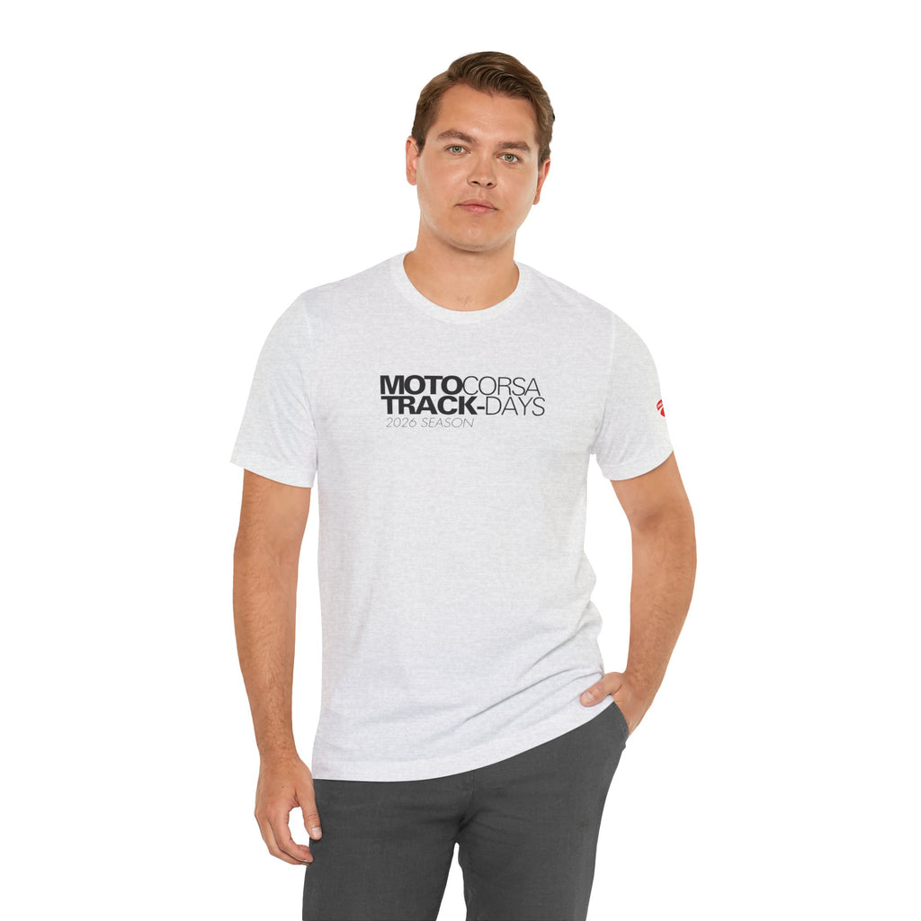 2026 MotoCorsa Track Days Tee — Black Lettering