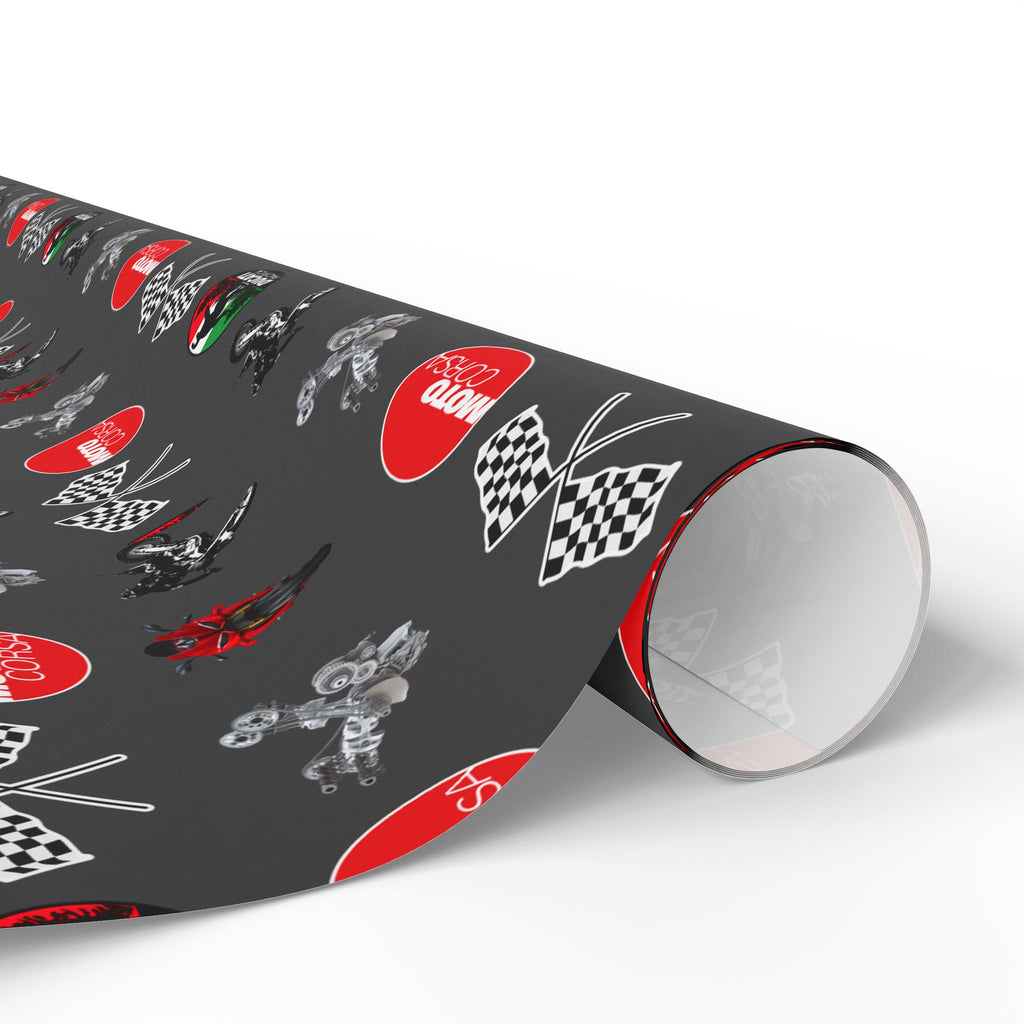 Racing Gift Wrap Paper – Speedway Flags & Vintage Car Icons Gift Wrap Roll