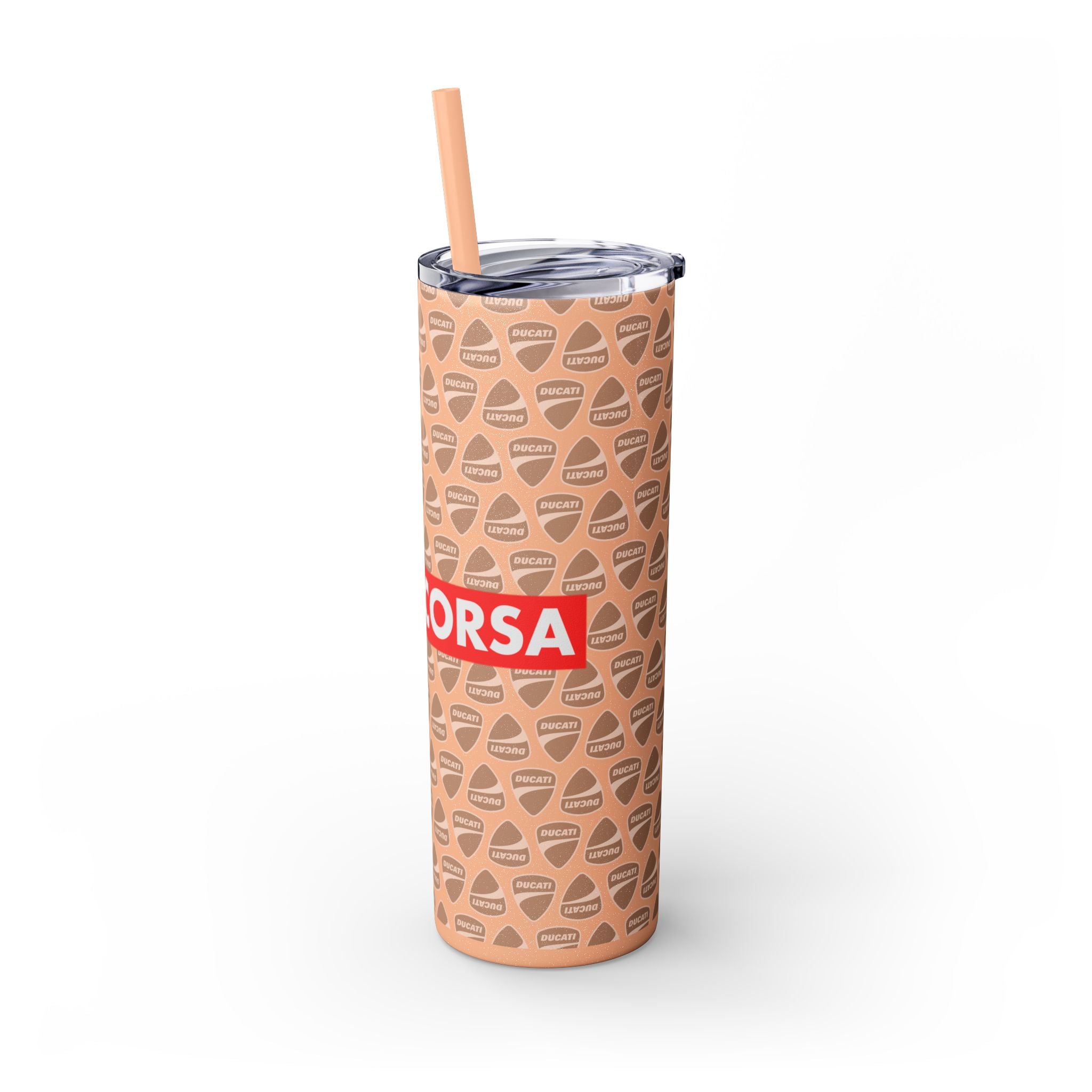 Skinny 20oz Tumbler with Straw — MotoCore Logo Pattern