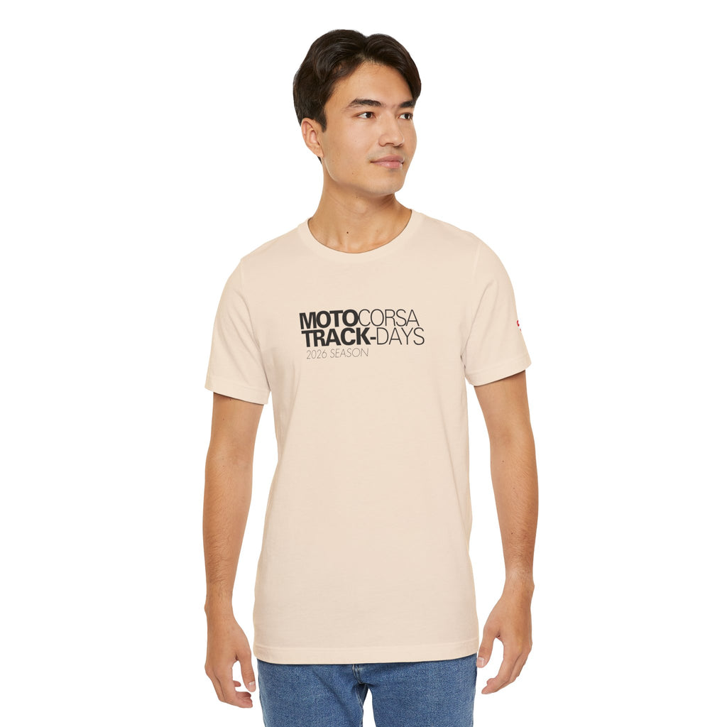2026 MotoCorsa Track Days Tee — Black Lettering