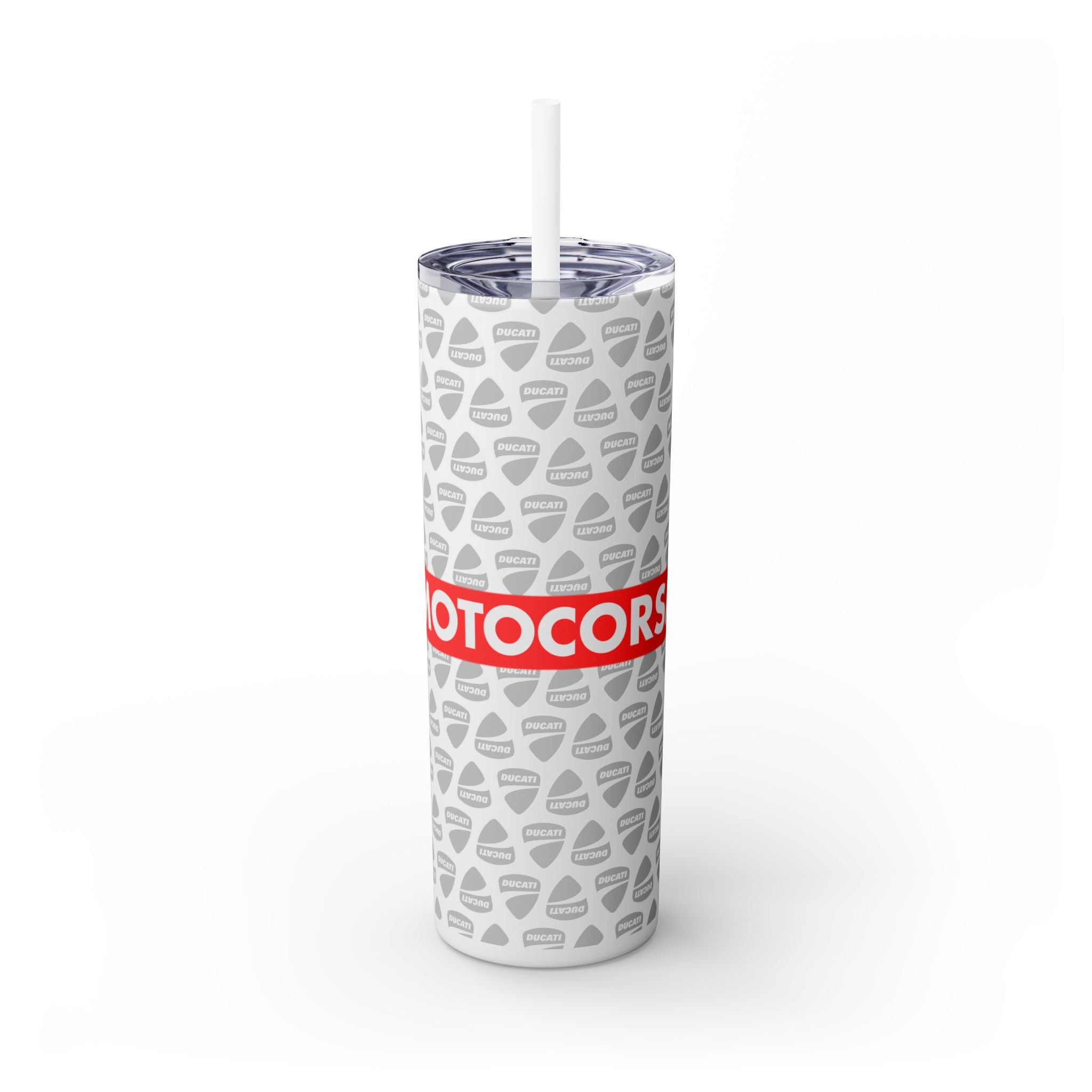 Skinny 20oz Tumbler with Straw — MotoCore Logo Pattern