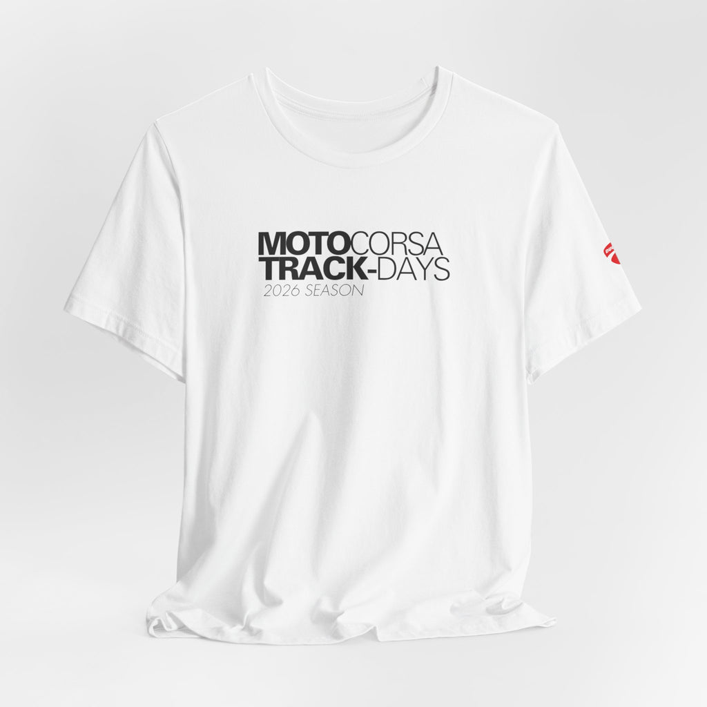 2026 MotoCorsa Track Days Tee — Black Lettering