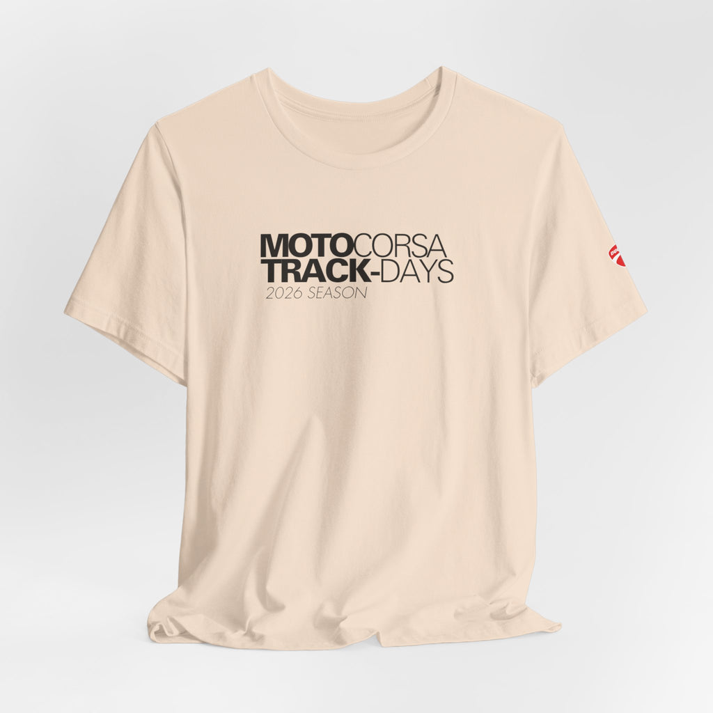 2026 MotoCorsa Track Days Tee — Black Lettering