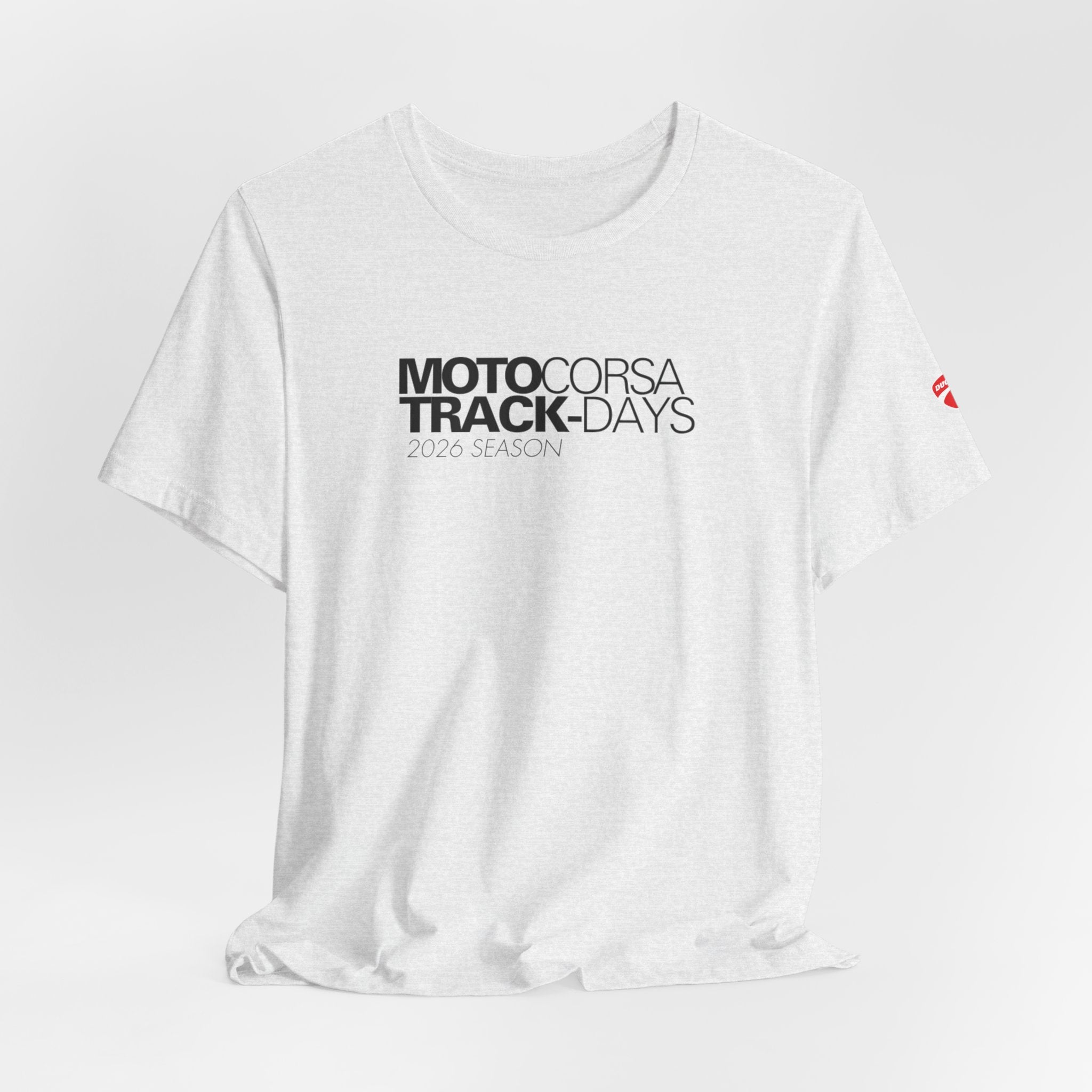 2026 MotoCorsa Track Days Tee — Black Lettering