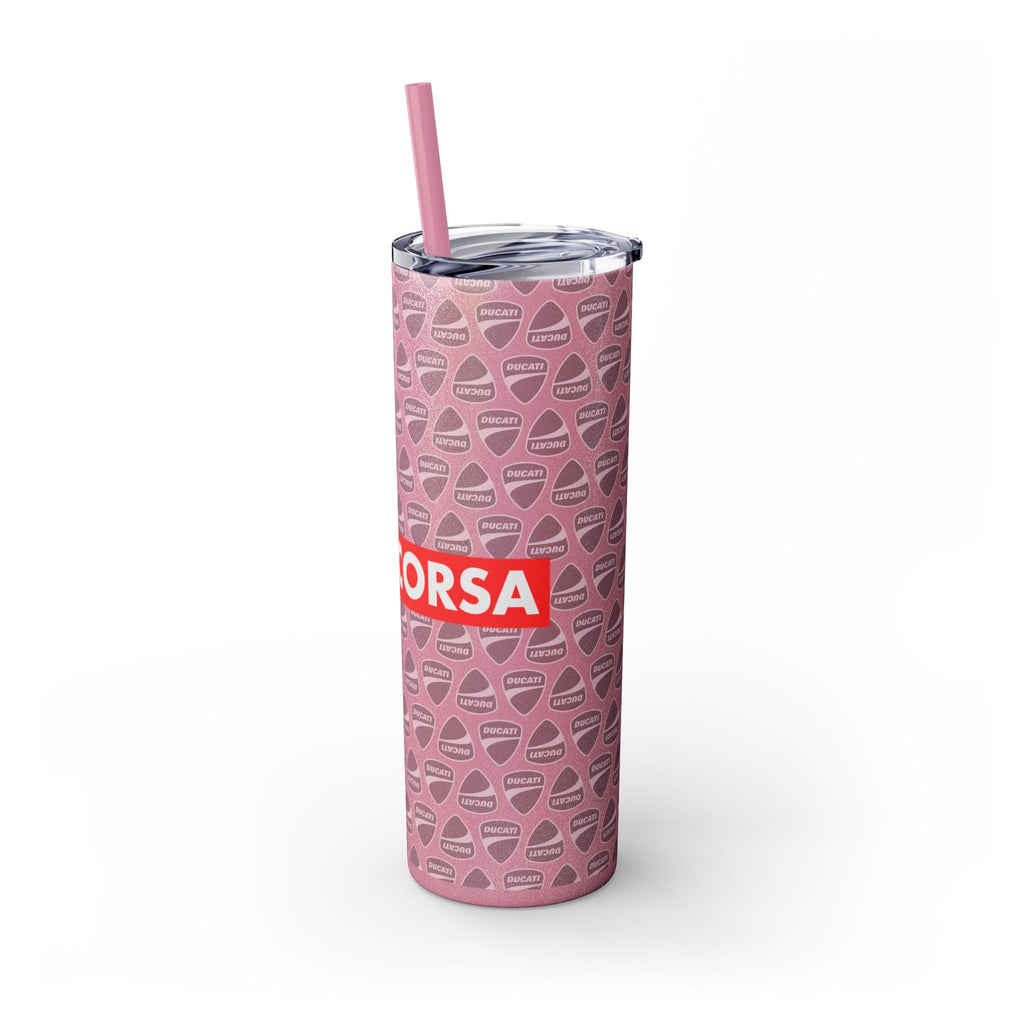 Skinny 20oz Tumbler with Straw — MotoCore Logo Pattern