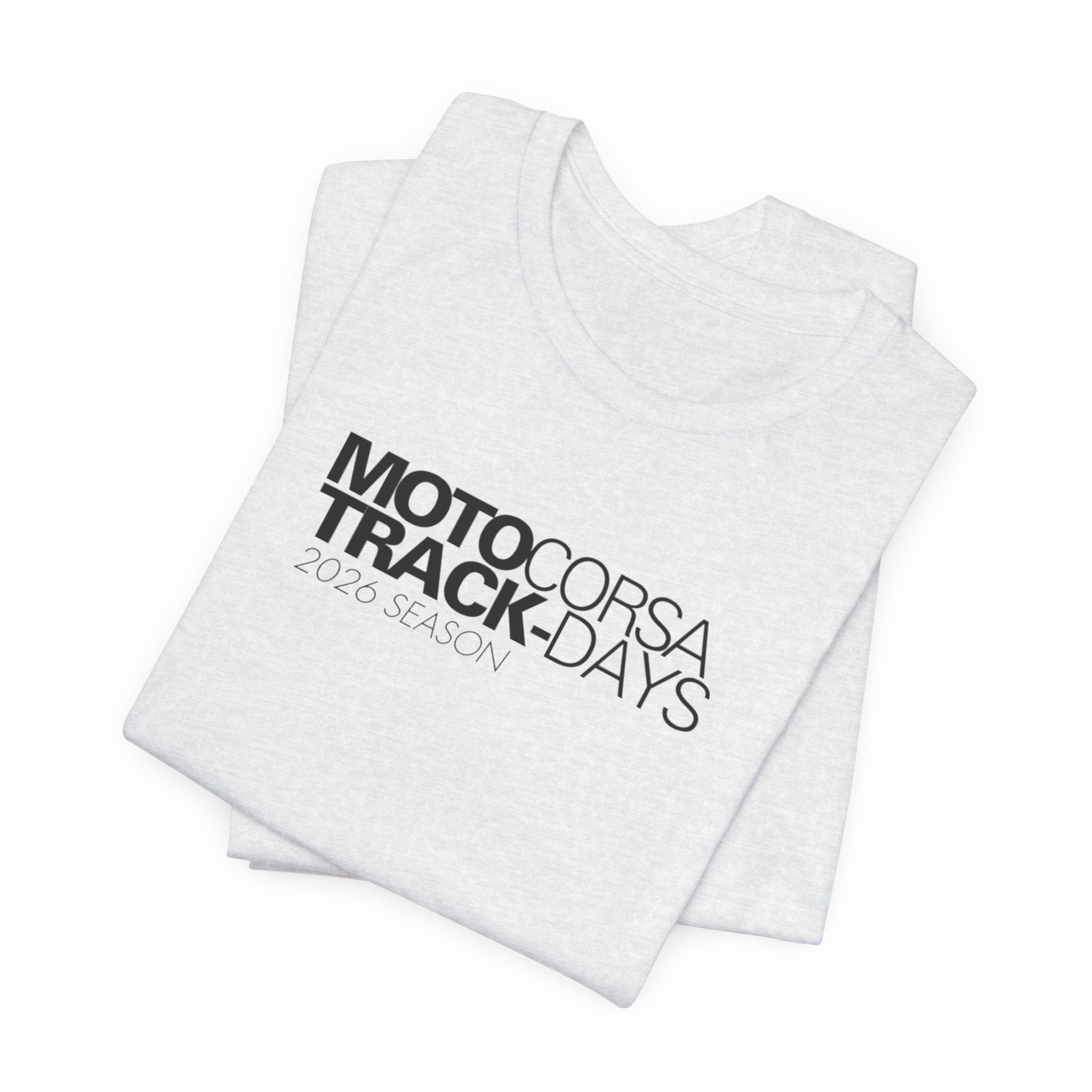 2026 MotoCorsa Track Days Tee — Black Lettering