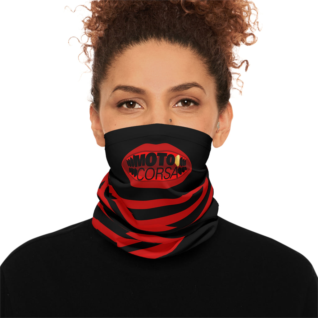 Moto Corsa Racing Neck Gaiter — Red Striped Motorcycle Face Shield
