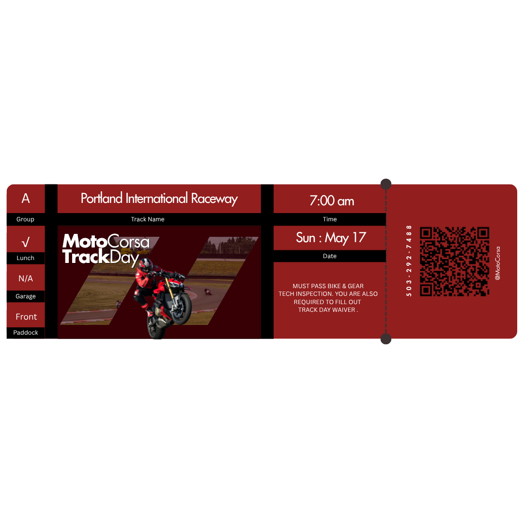 Track Day : May 17th 2026 : Portland International Raceway