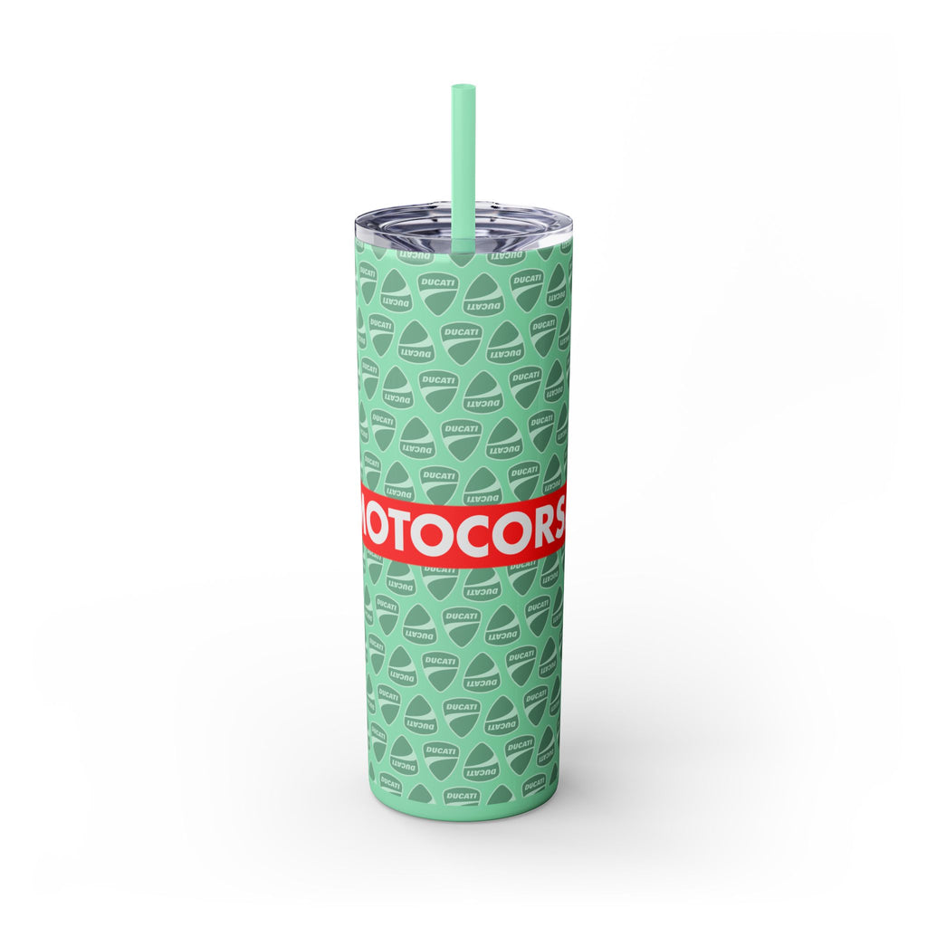 Skinny 20oz Tumbler with Straw — MotoCore Logo Pattern