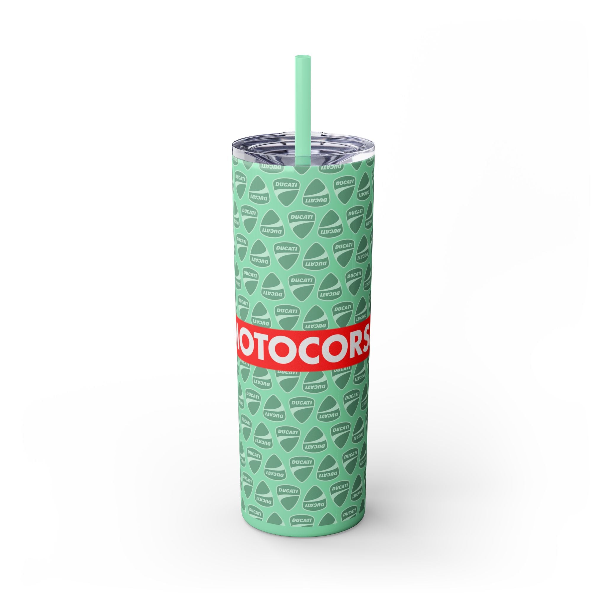 Skinny 20oz Tumbler with Straw — MotoCore Logo Pattern