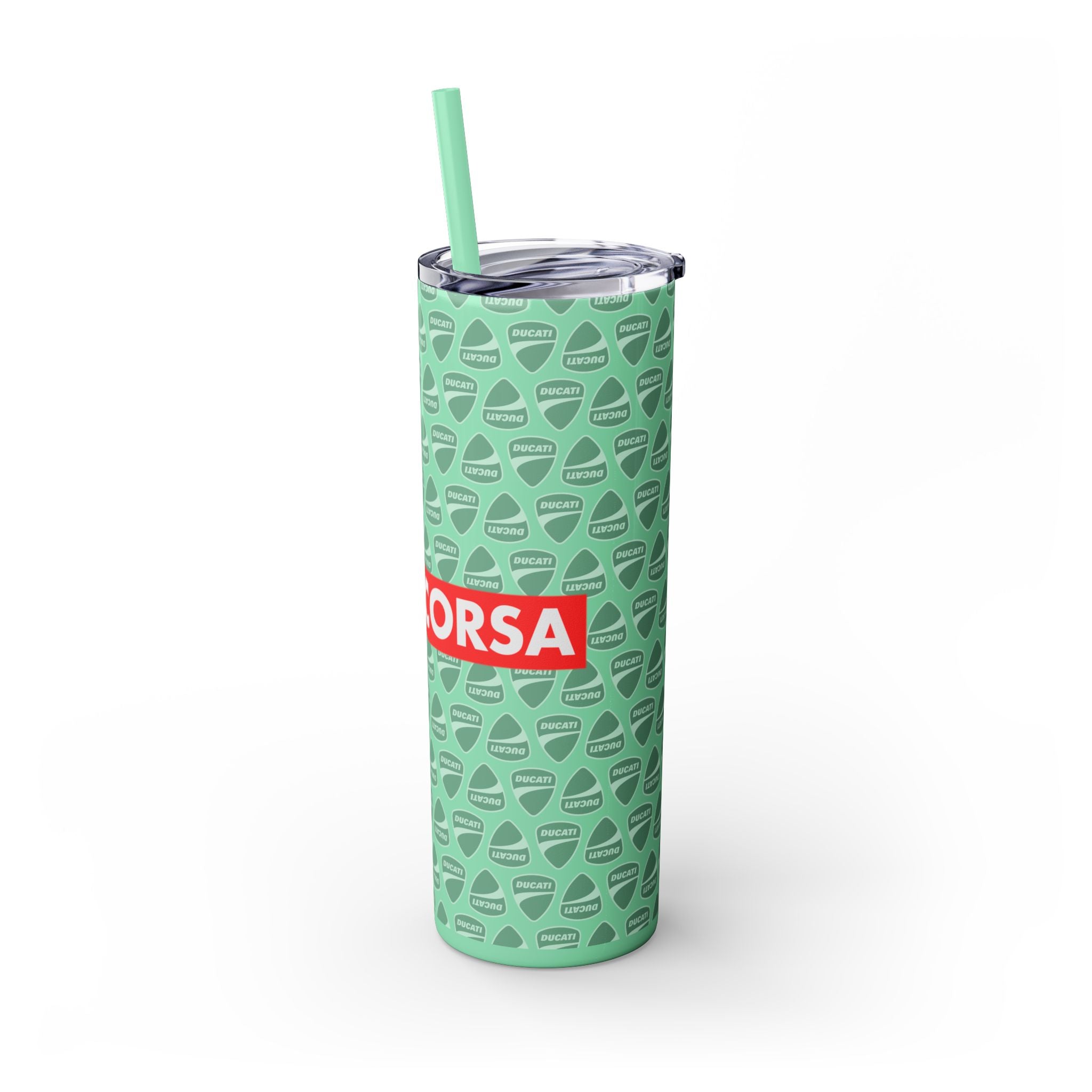 Skinny 20oz Tumbler with Straw — MotoCore Logo Pattern
