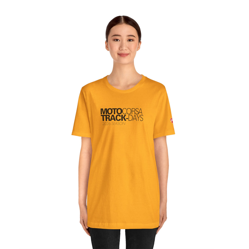 2026 MotoCorsa Track Days Tee — Black Lettering