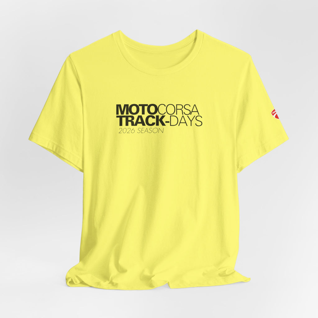 2026 MotoCorsa Track Days Tee — Black Lettering