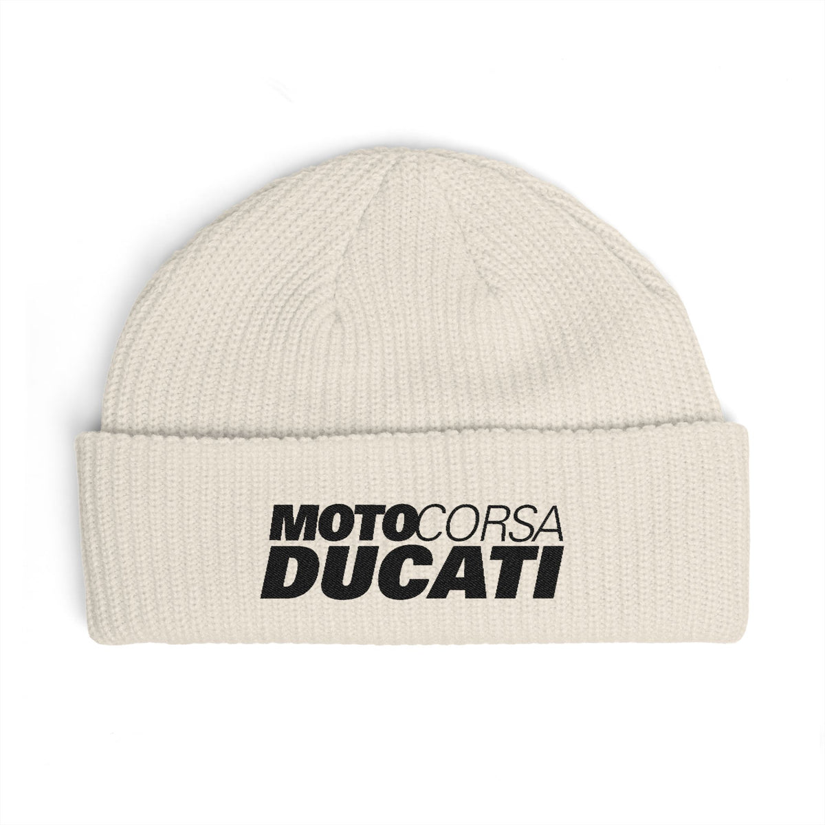 Ducati MotoCorsa Embroidered Cuff Beanie — Knit Winter Hat