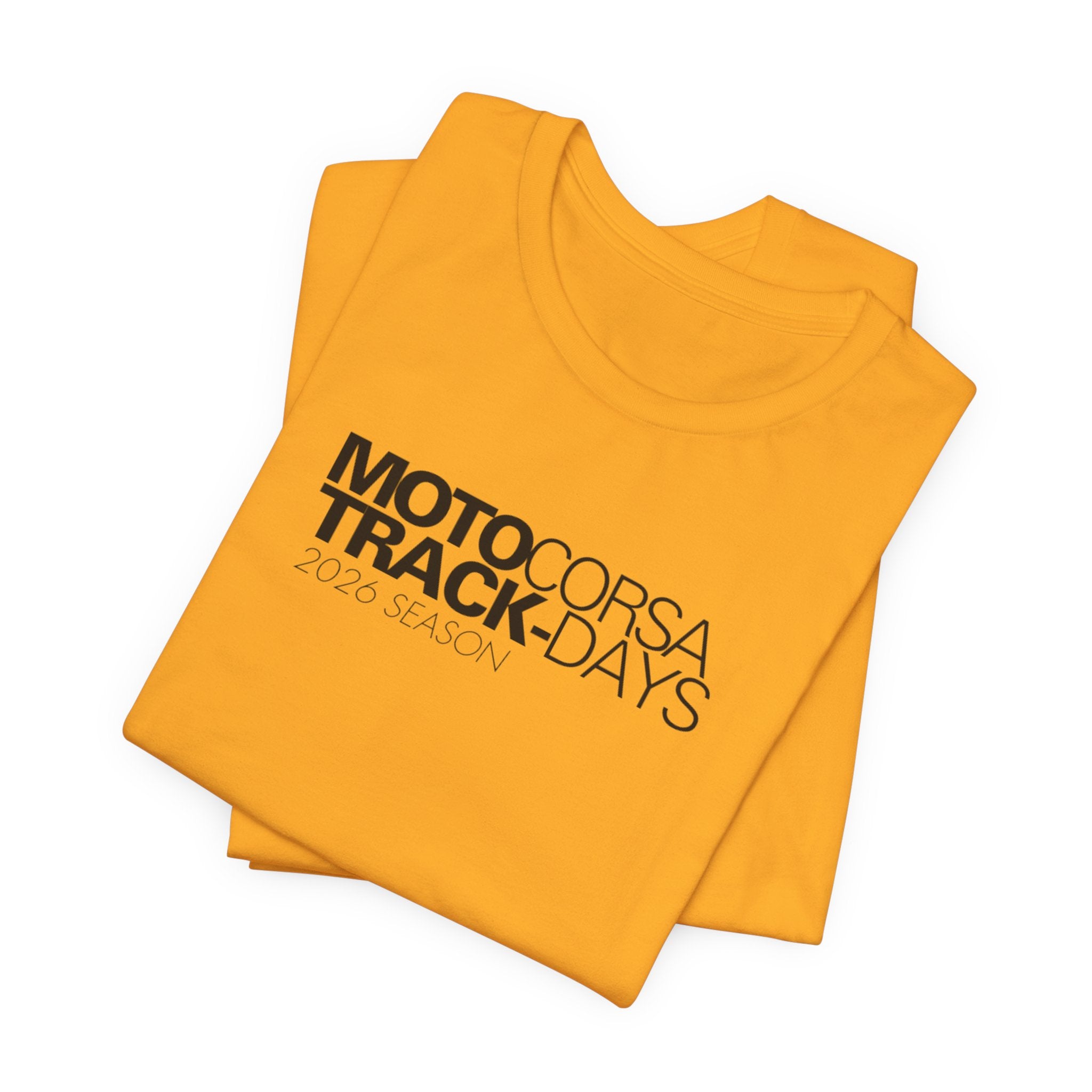 2026 MotoCorsa Track Days Tee — Black Lettering