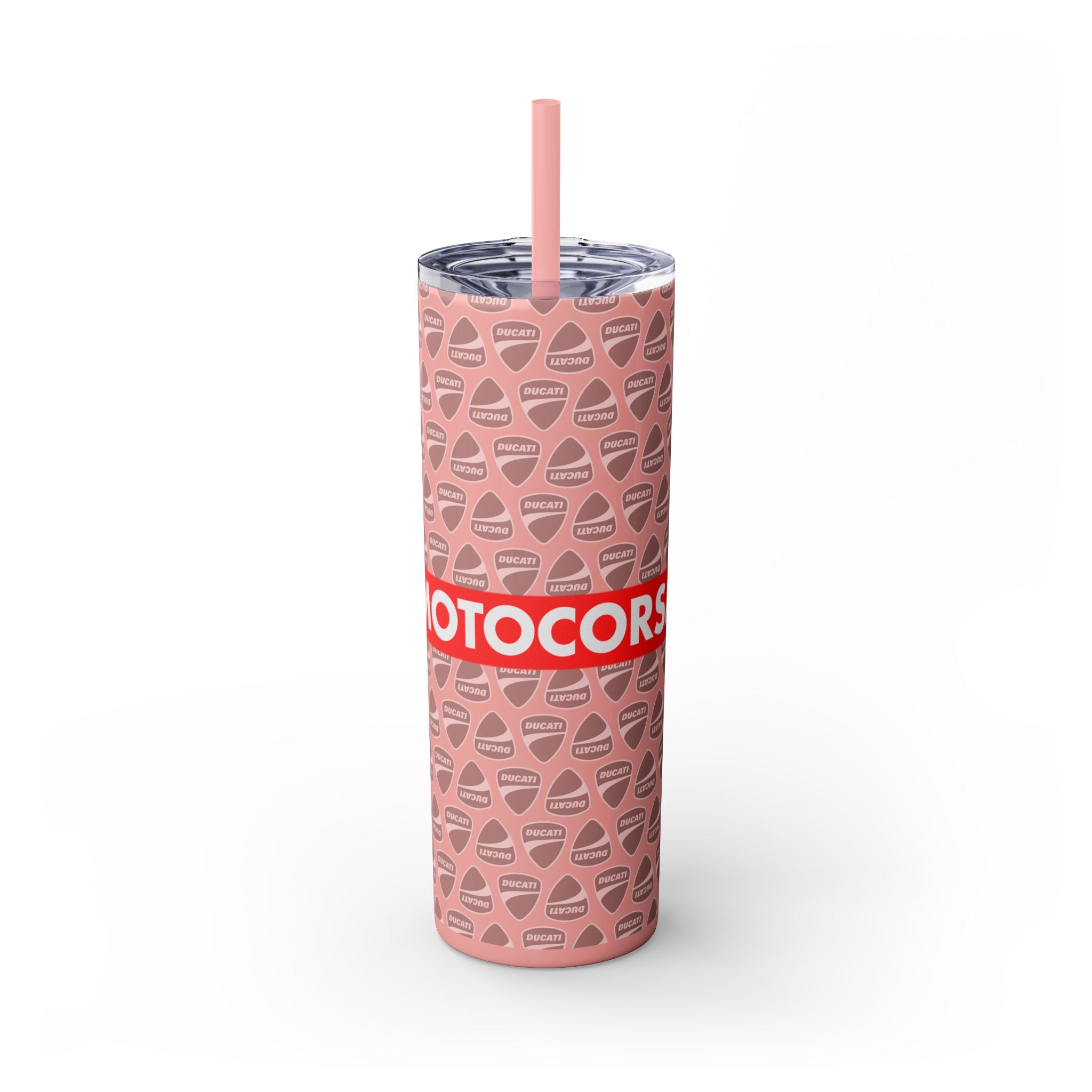 Skinny 20oz Tumbler with Straw — MotoCore Logo Pattern