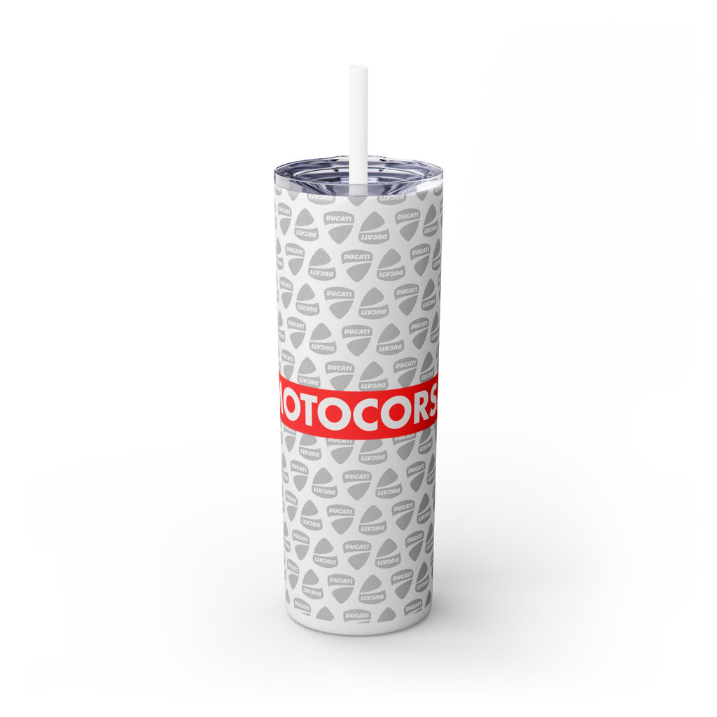 Skinny 20oz Tumbler with Straw — MotoCore Logo Pattern