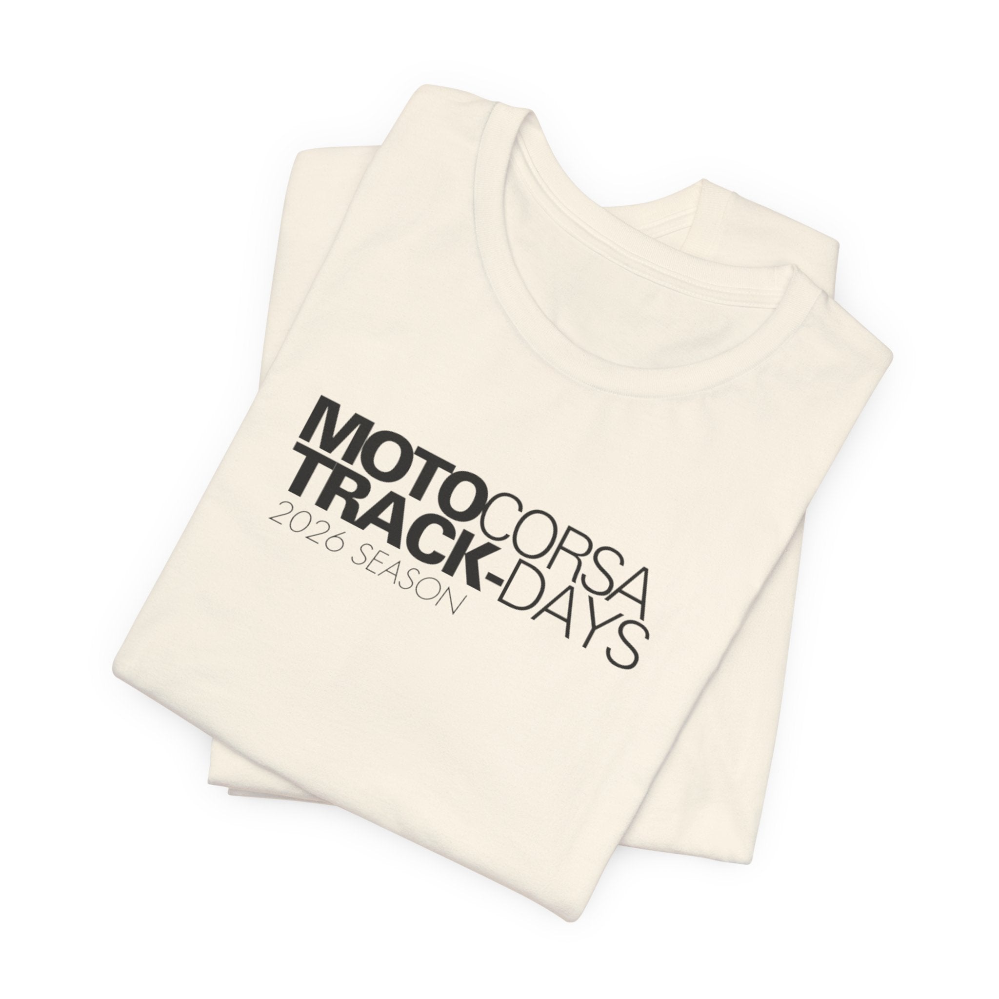 2026 MotoCorsa Track Days Tee — Black Lettering