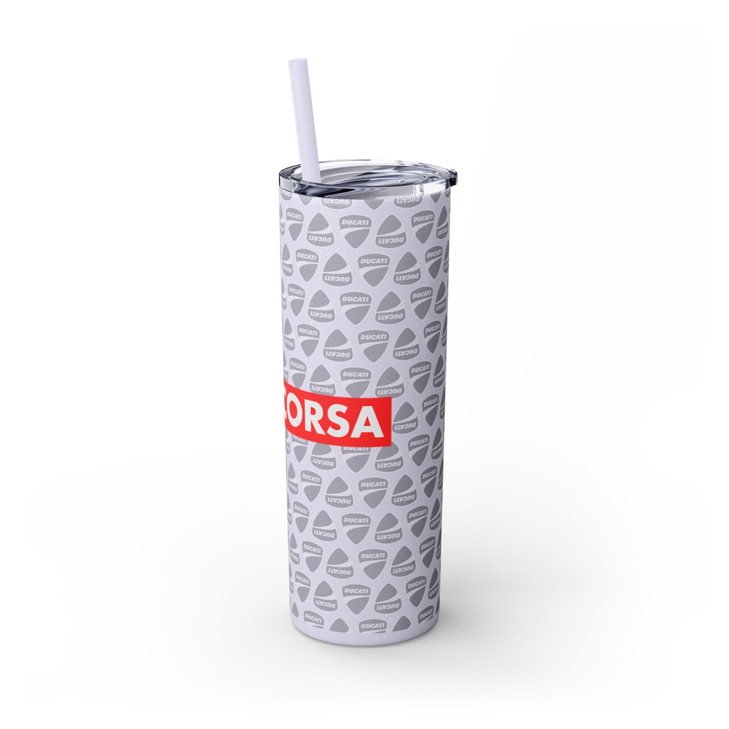 Skinny 20oz Tumbler with Straw — MotoCore Logo Pattern